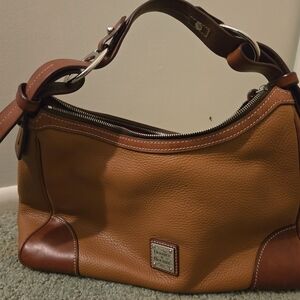 Dooney & Bourke Tan and Brown Leather Shoulder Bag